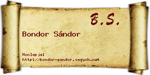 Bondor Sándor névjegykártya