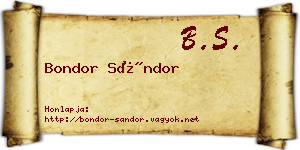 Bondor Sándor névjegykártya